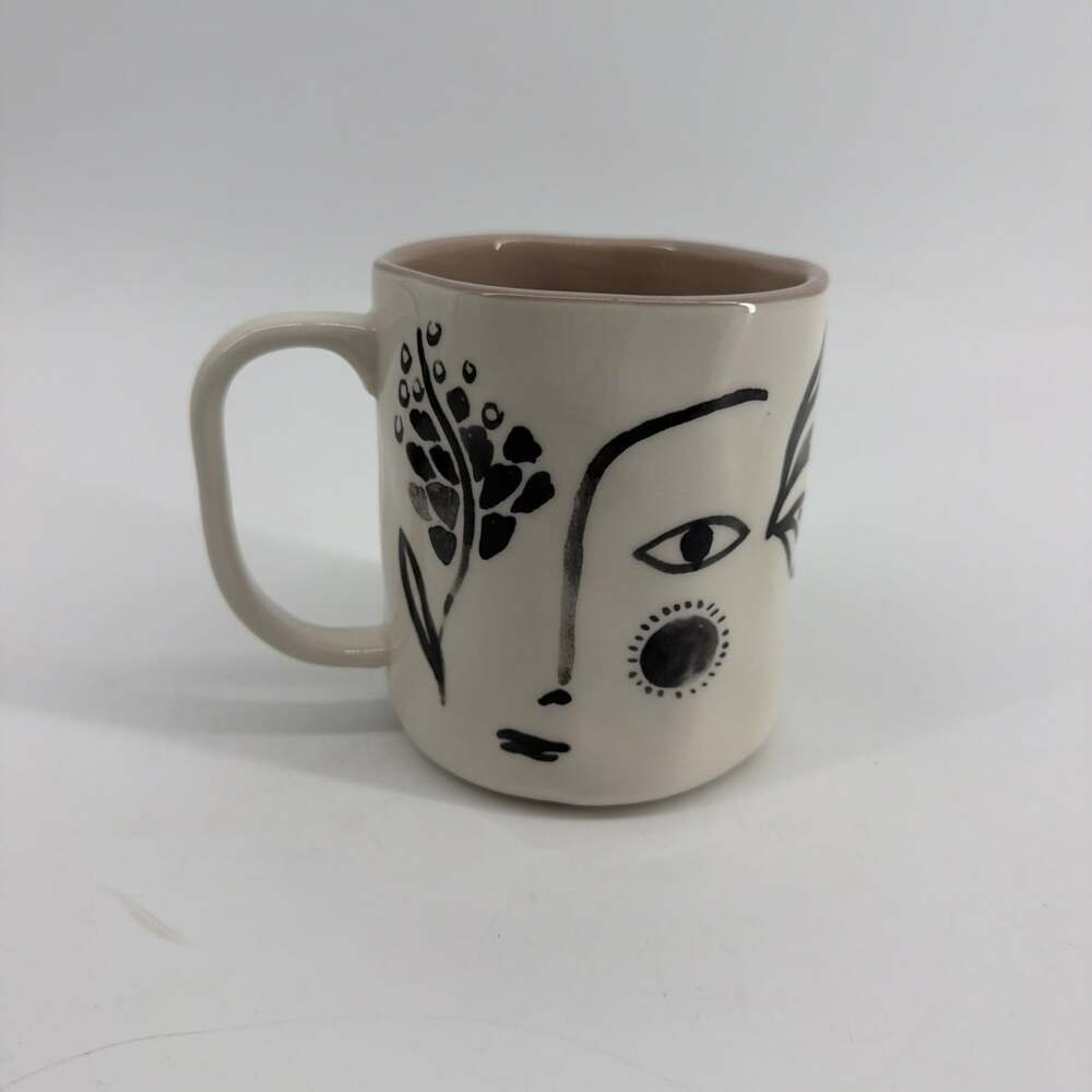 Anthropologie Hestia Stoneware Mug Face Love is Love